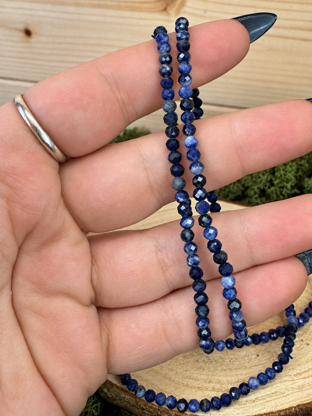 Natural blue Sodalite bracelet with petite faceted gemstone beads