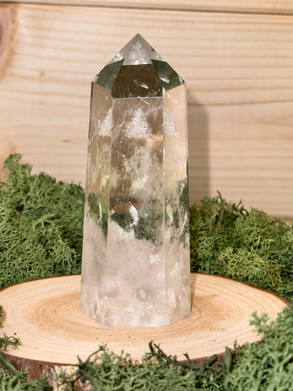 Polished Brazilian Citrine tower with golden colour and natural inclusions, 164g