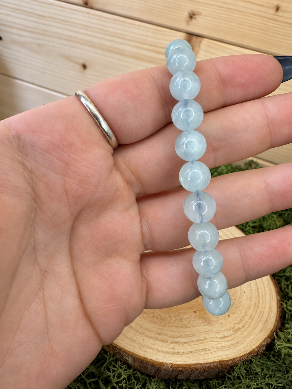 Aquamarine Bead Bracelet