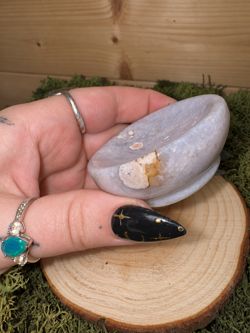 Mink Flower Agate Sphere Holder Bowl
