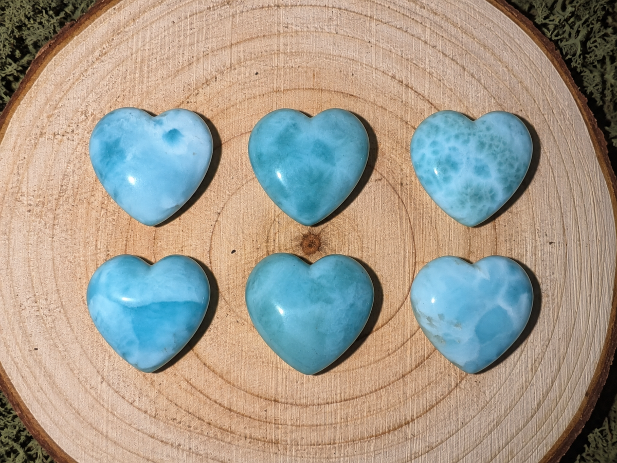 Larimar Hearts on Display Stand | Intuitively Picked