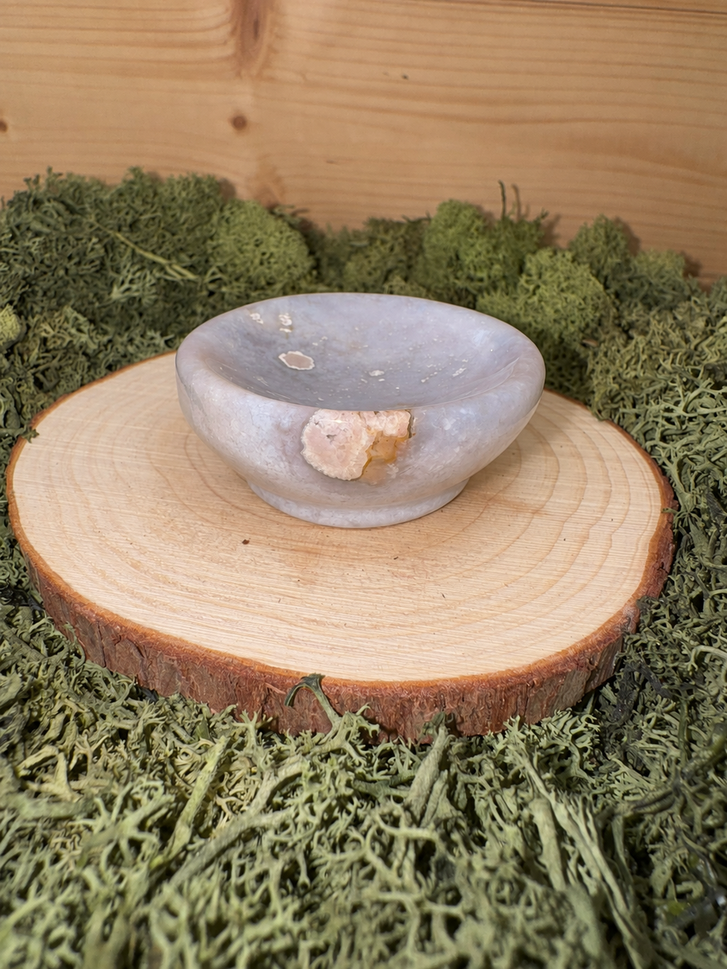 Mink Flower Agate Sphere Holder Bowl