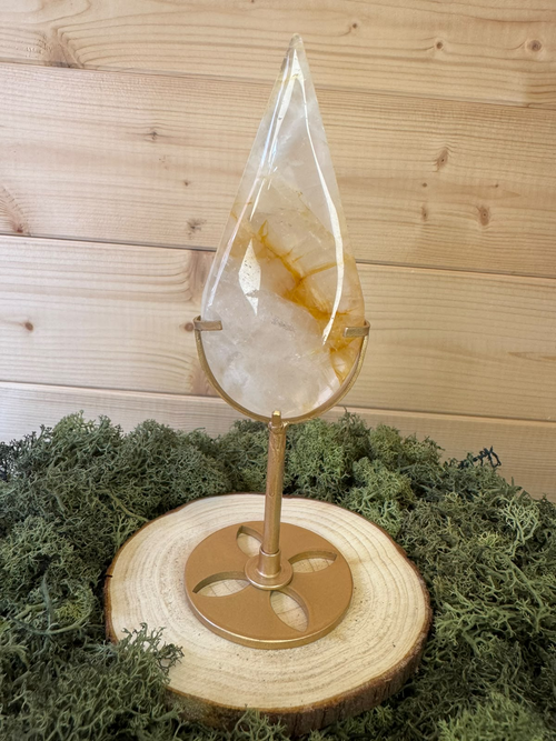 Golden Healer Quartz teardrop showing natural golden inclusions
