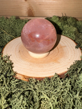 127g Rose Quartz sphere with Hematite inclusions and natural asterism