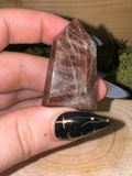 High grade Arusha Sunstone crystal tower with warm copper and brown colouring, 28g