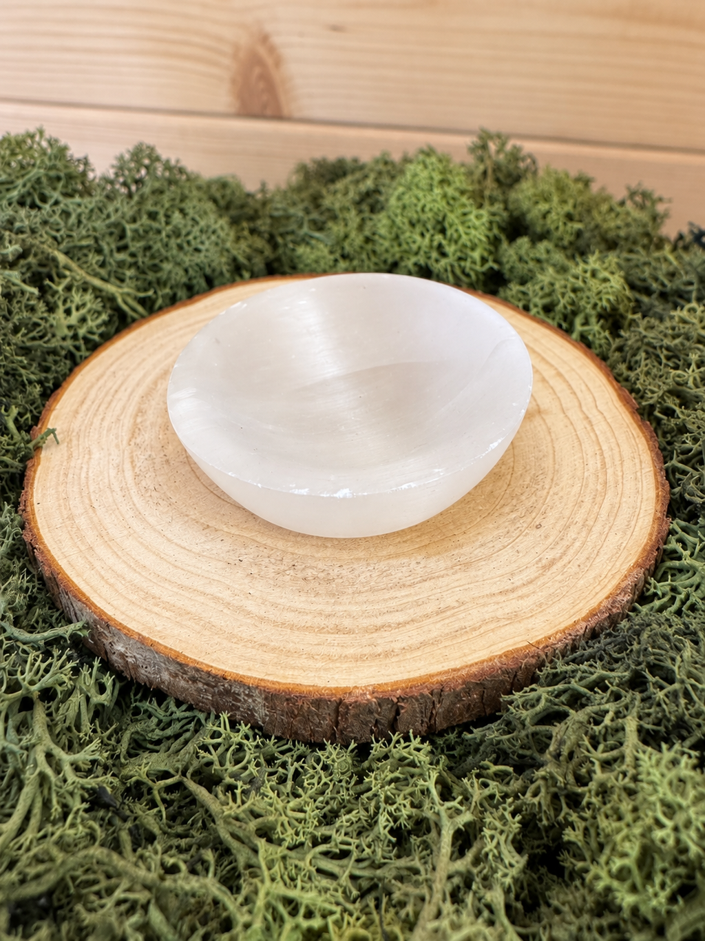 Small polished white Selenite bowl for crystals and jewellery