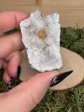 Rare mustard Gyrolite on sparkling Quartz mineral specimen B weighing 61g