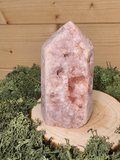 299g Pink Amethyst druzy tower with blush pink crystal cavities