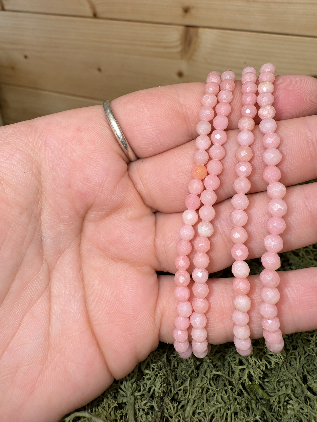 Faceted Pink Opal bracelets with natural blush and rose pink gemstone beads