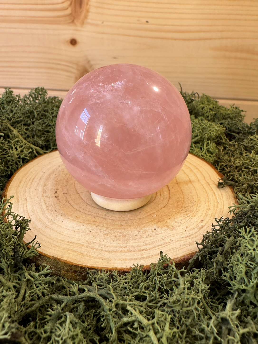292g pink Rose Quartz sphere with natural asterism